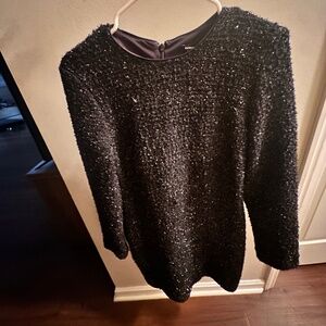 Express mini dress, black and sparkly, long sleeve mini, size M